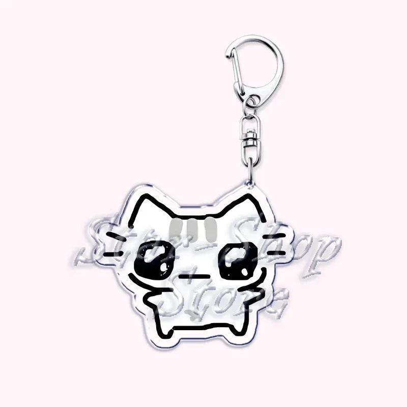 Kawaii Little Cat with Flower Keychains Strawberry Kitten Keyring for Accessories Bag Key Chain Ring Jewelry Fans Friends Gifts