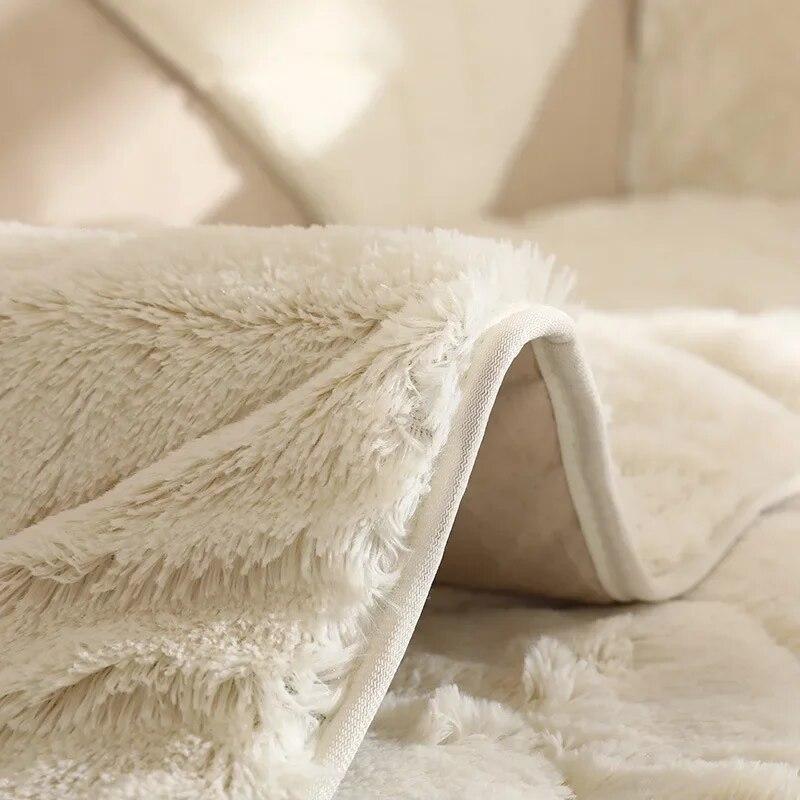 Rutschfeste, einfache, universelle Sofabezug-Kissen, Plüsch-Sofakissen, komplettes Set, Winter, verdickt