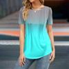 Women's Fashion Casual Gradient Print Top Short Sleeve Shirt Loose Jumper