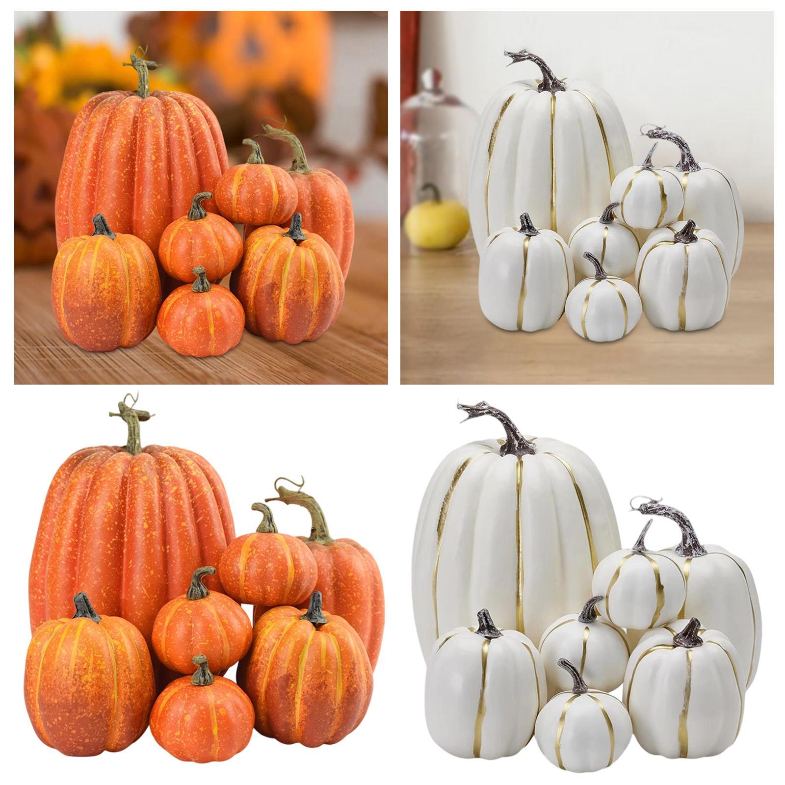7 Pieces Artificial Pumpkins Ornaments for Table Centerpiece Wedding Fall arancione