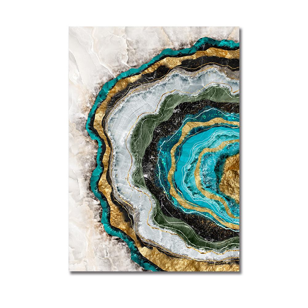 Nordic Abstrct Green Marble Texture Wall Art Canvas Painting Modern Golden Foil Poster Print Picutre for Living Room Decoration