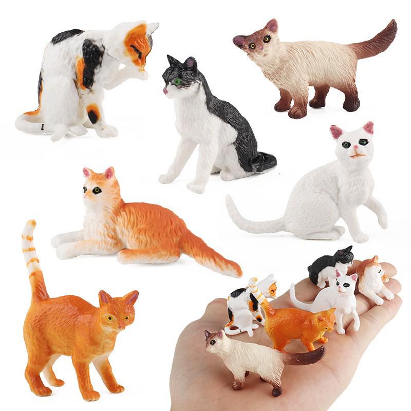 Children's Mini Simulation Pet Kitten Set: Yellow, Orange, and Tabby Cat Toy Ornaments