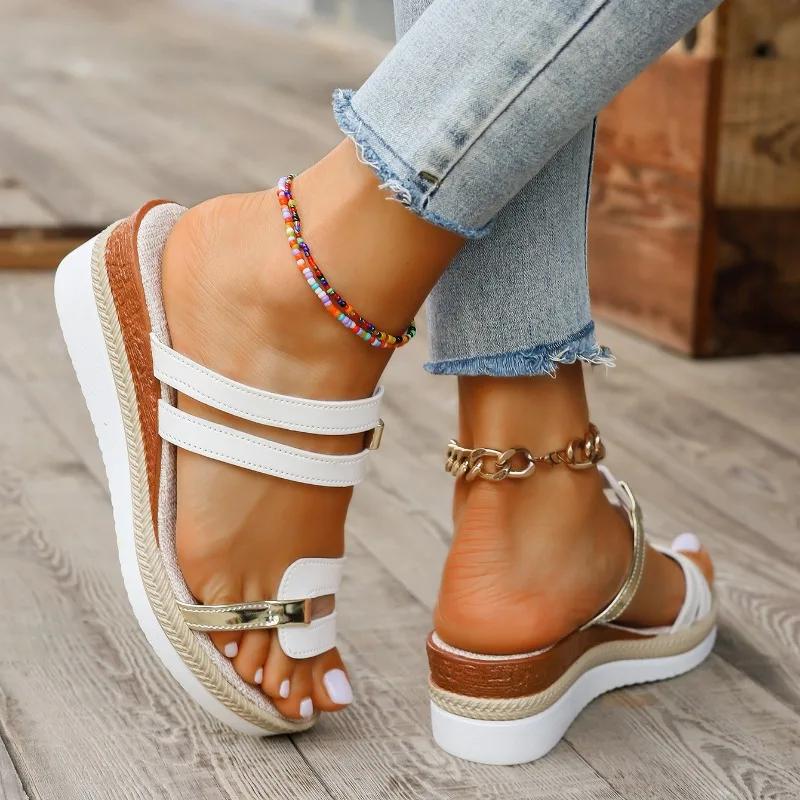 Модная обувь женская 2024 Новые женские тапочки Однотонные Простые Летняя пляжная обувь — фото 6