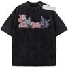 Unisex Washed Pink Vintage Tshirt Pokemon Slowbro Slowpoke Shellder Highquality Fabric for Home Leisure Travel Shopping