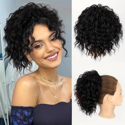 Messy Bun-Haarteile, lockerer, gewellter, lockiger Dutt, kurzer Pferdeschwanz mit Kordelzug, Haarverlängerung, Top, synthetischer Pferdeschwanz, Haarverlängerung für Damen
