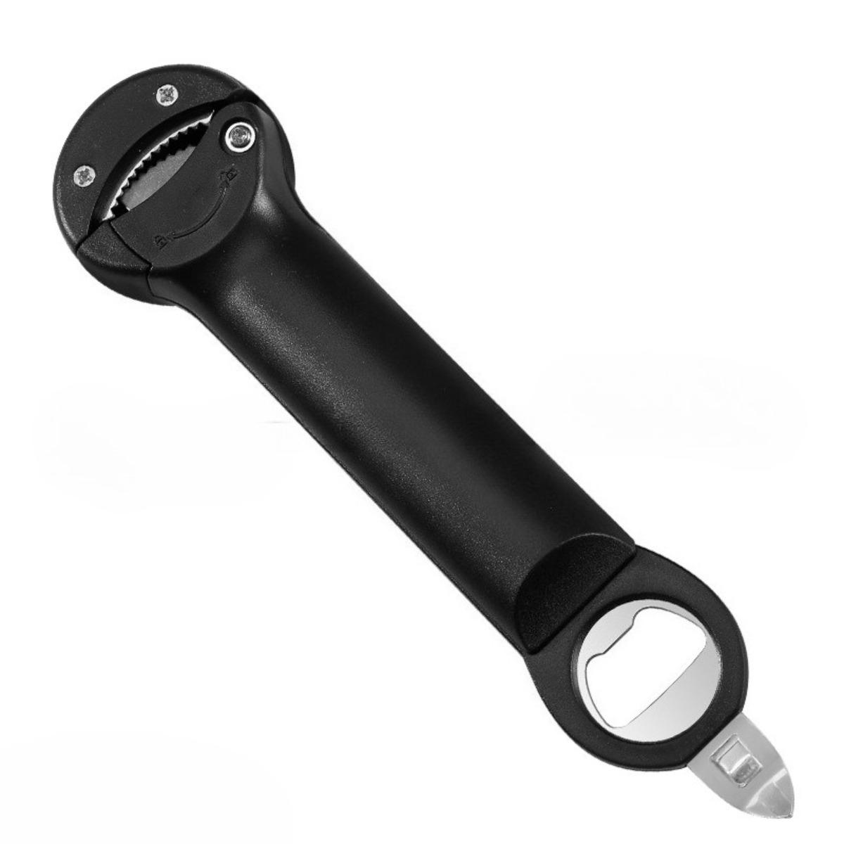 Black White Multi-Function Opener, Non-Slip Grip Jar Lid Remover, Beer Bottle Opener & Can Opener Tool for Kitchen 22.3x5.5cm
