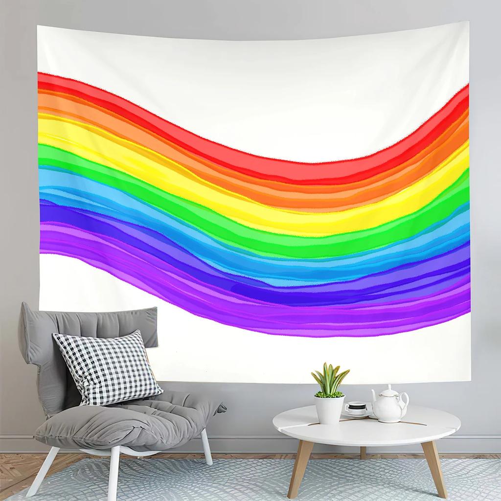 Colorful Rainbow Style Tapestry Abstract Aesthetics Tapestry Art Home Living Room Bedroom Dorm Wall Hanging Decorative Blanket