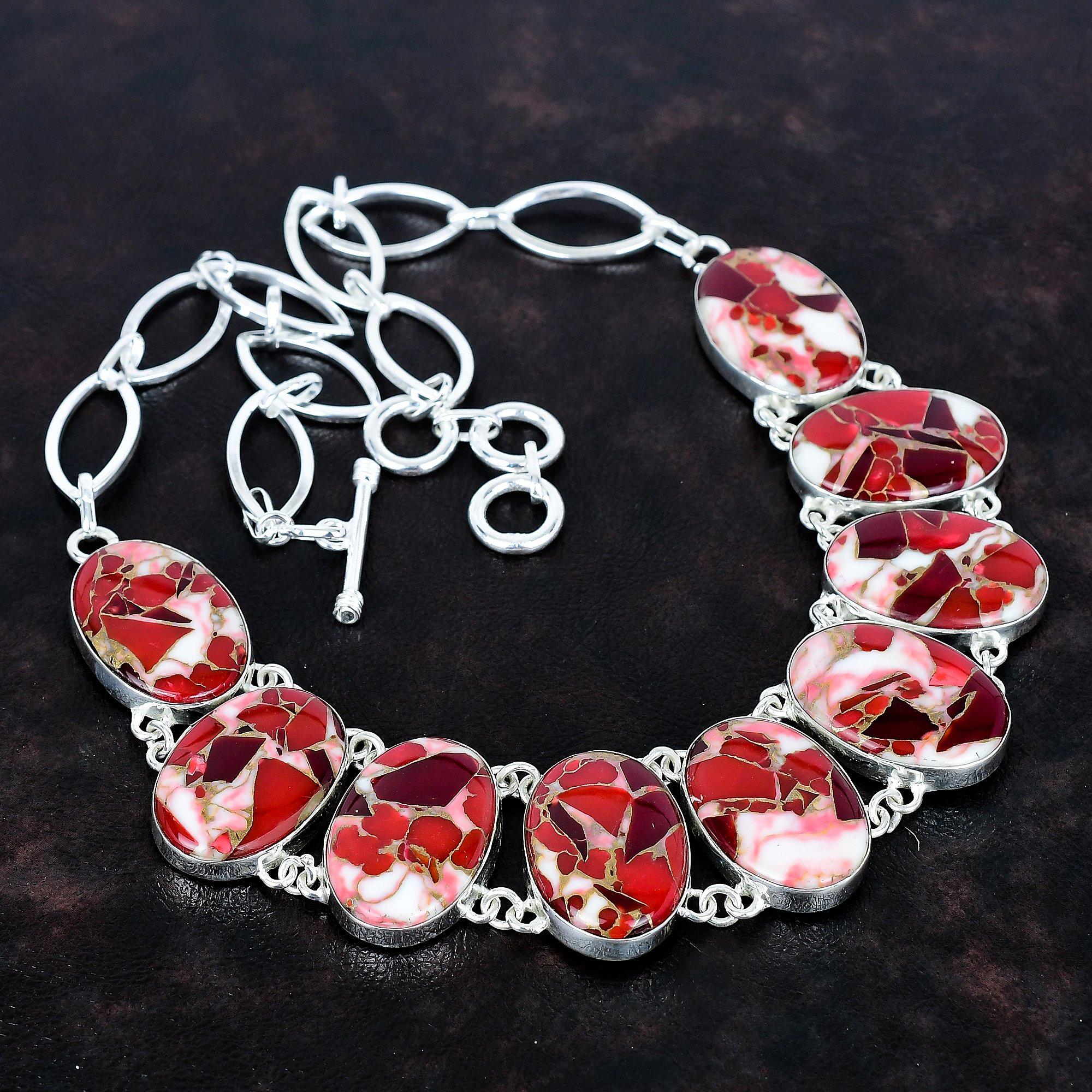 

Kingman red mohave copper turquoise necklace gemstone necklace 925 sterling silver adjustable chain necklace handmade jewelry wedding gifts Adjustable