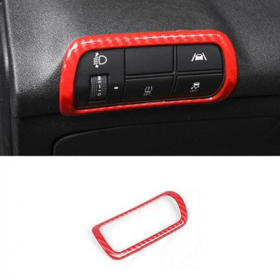 Headlight Switch Control Frame Cover For Hyundai Elantra 21-23 Red Carbon Fiber