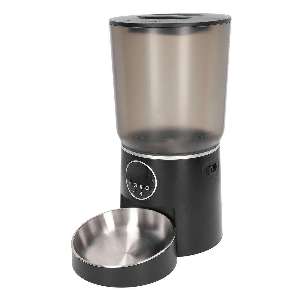 Automatic Pet Feeders Smart Timing 5L Dual Power Support Cat Food Dispenser for Home Black Button