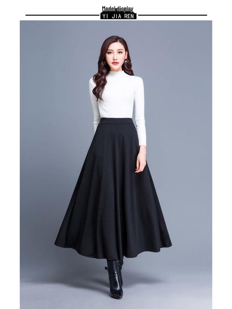 Pocket Style Elastic Waist Mid-Length Slimming Skirt – Women’s High Waist Versatile Swing Skirt, Plus Size, Square Dance