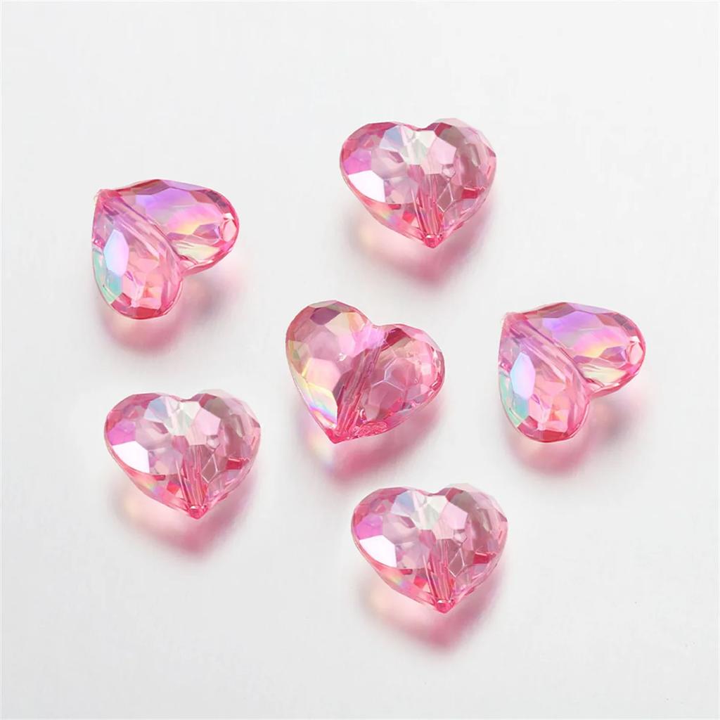 TX27 20pes Aerylic Heart Beads Tranaparent Loose Spacer Beads DIY JewelryMaking Pendants Neaklace Bracclet Needlework Material
