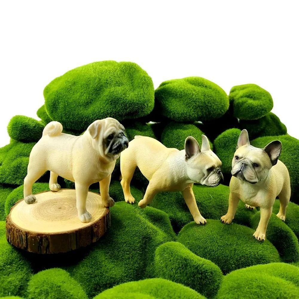 Simulation Dog Animal Model Realistic French Bulldog Figure  Fairy Garden Decoration