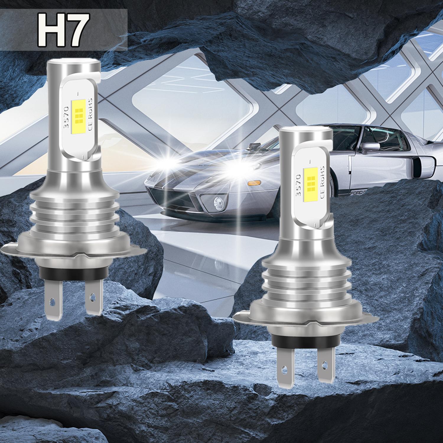 

2PCS H7 6000K White Super Bright Headlight Fog Bulbs 3570 CSP-Chips High/Low Beam Plug&Play H7