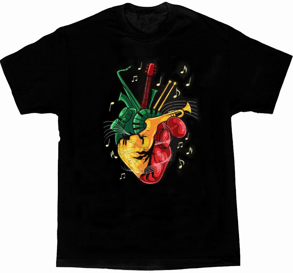 Reggae Lover Jamaican Heart Reggae Music Rastafari T-Shirt. Summer Cotton Short Sleeve O-Neck Mens T Shirt New