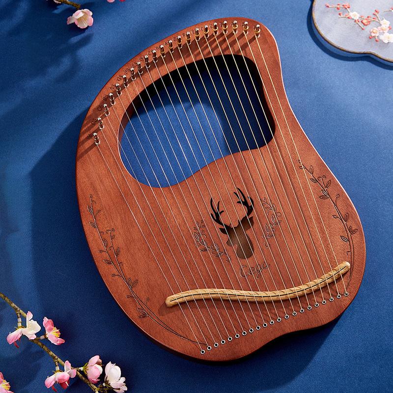 Lyre Harp 16 19 Strings Mahogany Wood Harp Piano 19 Strings Stringed Musical Instrument With Tuning Wrench Spare Strings