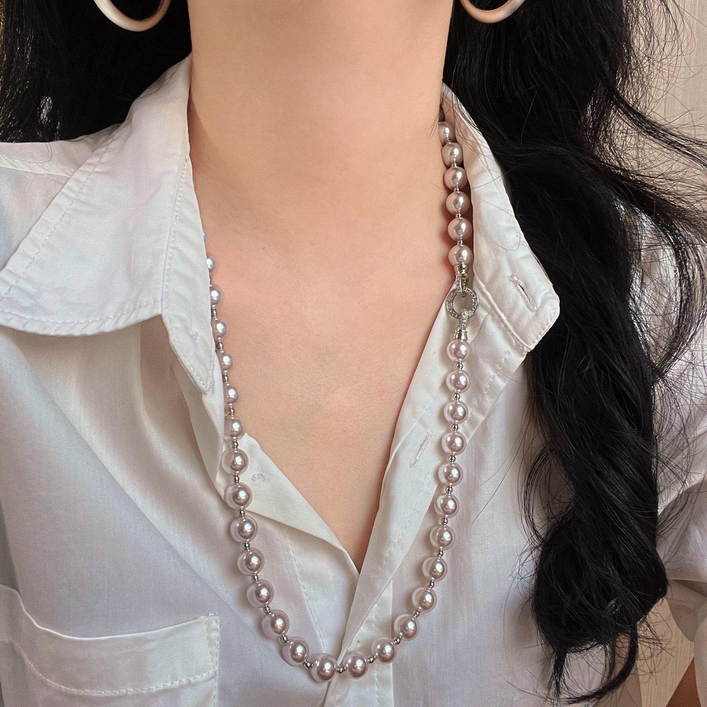 Vintage High Quality Gentle Manta Rose Shijia Pearl Sweater Chain Necklace Collarbone Chain