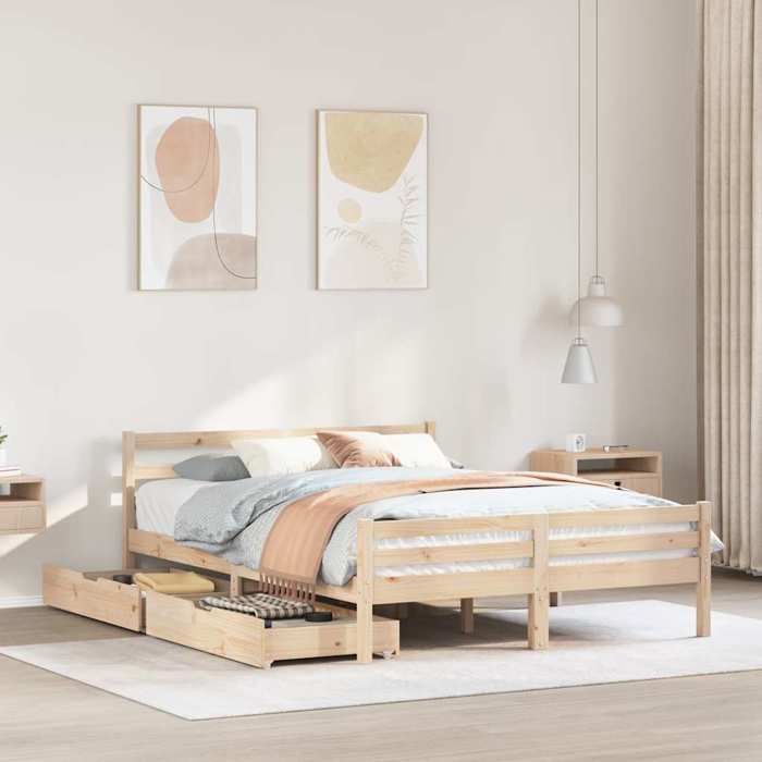 VidaXL Cadre de lit sans matelas 160x200 cm bois massif de pin 3301614