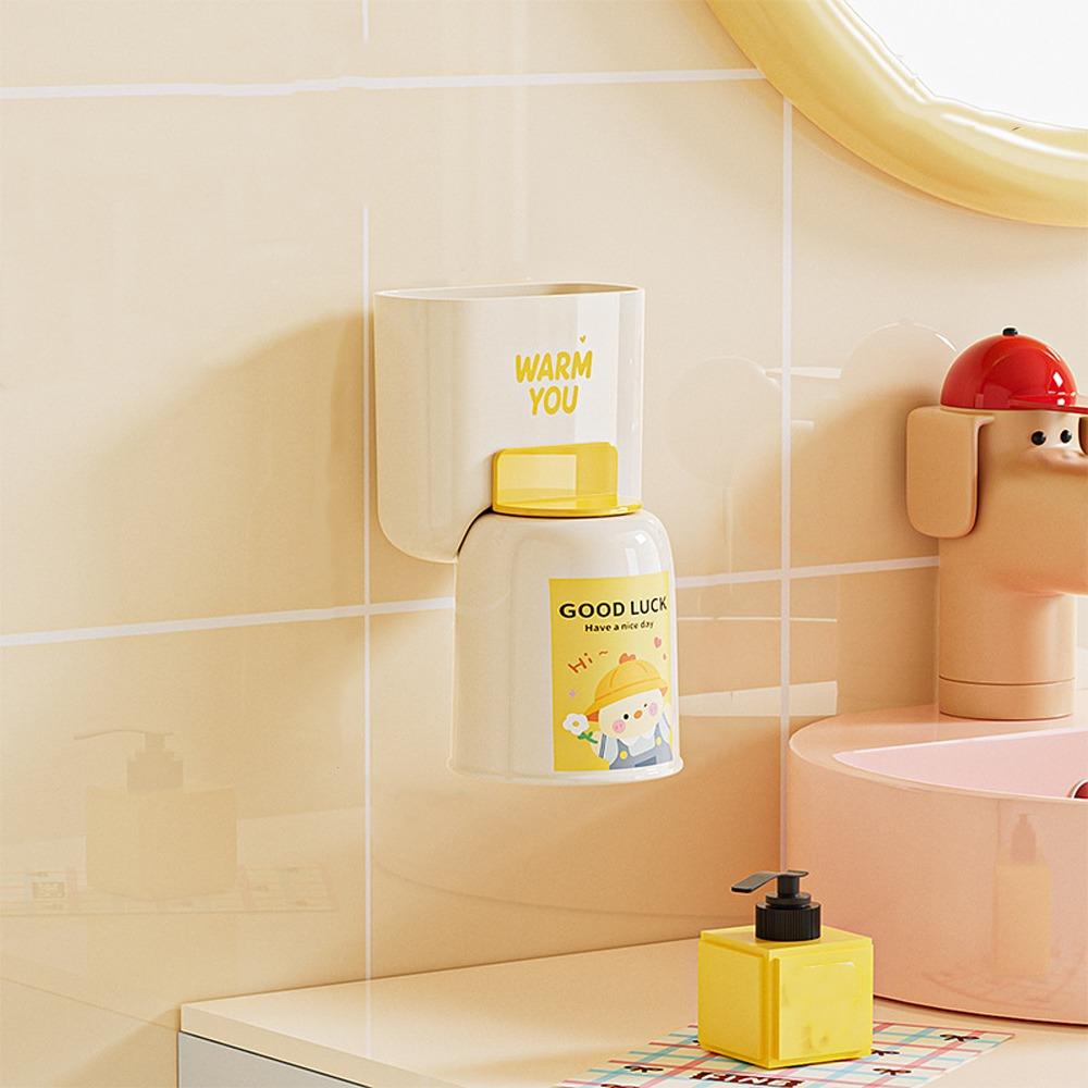 Süßer Wandmontierter Zahnbürstenhalter Stanzfreier Zahnpastaklip Mundspülbecher-Haken Badezimmer