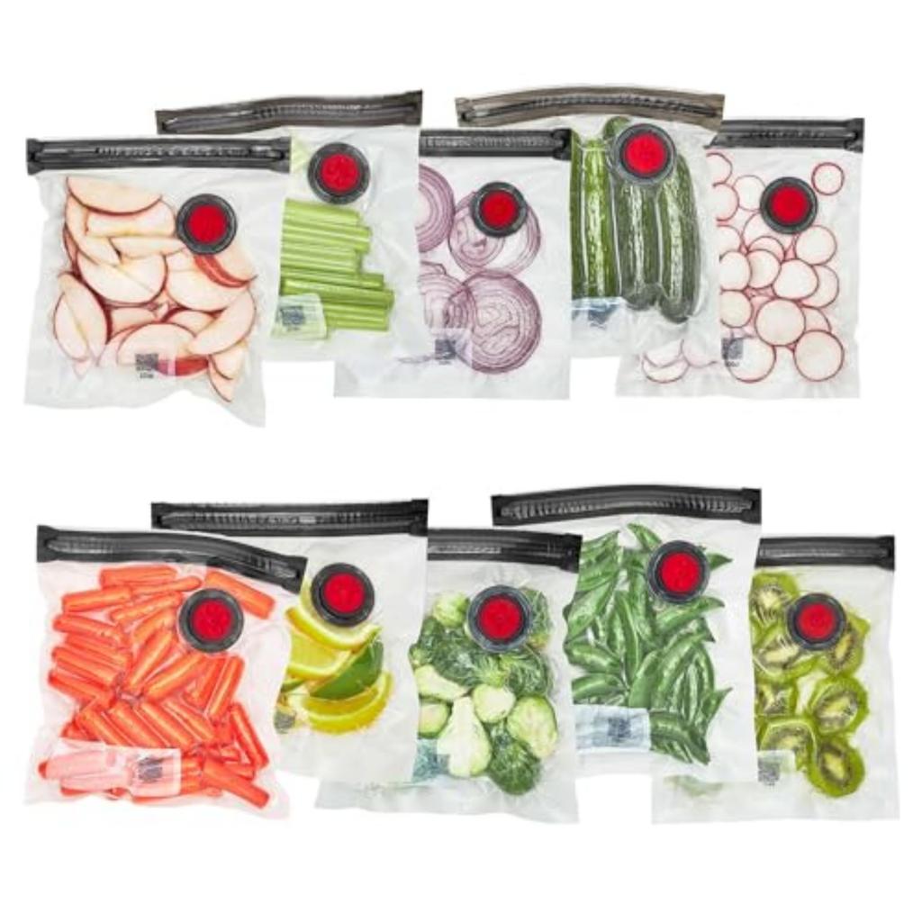 ZWILLING Fresh Save Set Vacuum Sealer Bags for Food 10 Piece Gallon Reusable Sous Vide Bags Reusable Food Storage Bags for Meal Prep Reusable Snack
