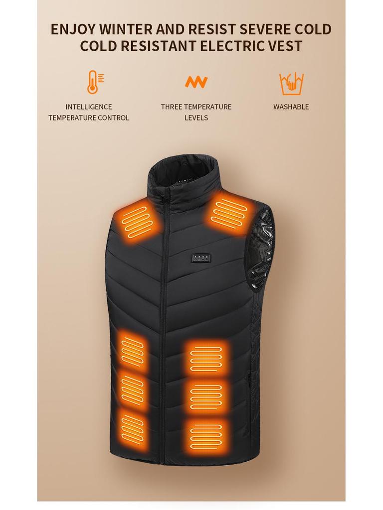 Unisex Cross-Border Heated Vest with Intelligent Temperature Control - Stand-up Collar for Winter Warmth