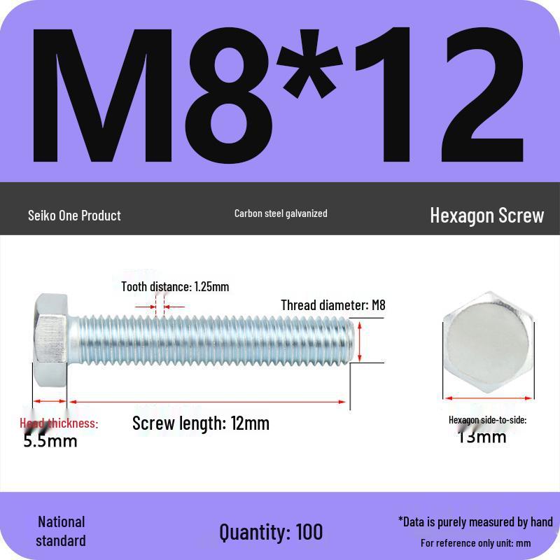 8.8 Grade Hot-Dip Galvanized Hex Bolt Nail M4-M30