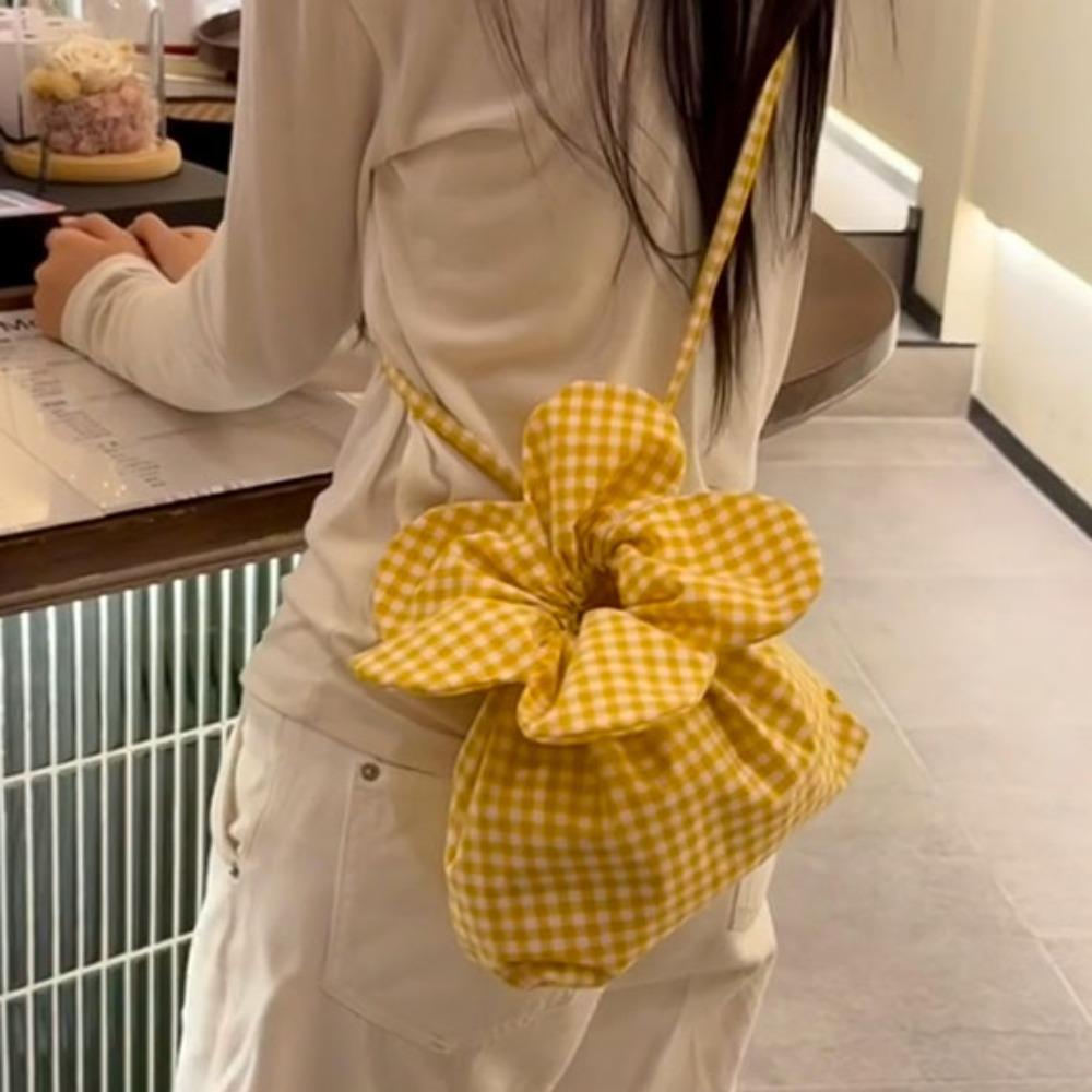 

Клетчатая маленькая сумка кроссбоди тканевая сумка на плечо легкая сумка на шнурке с цветочным принтом студенческая Style1