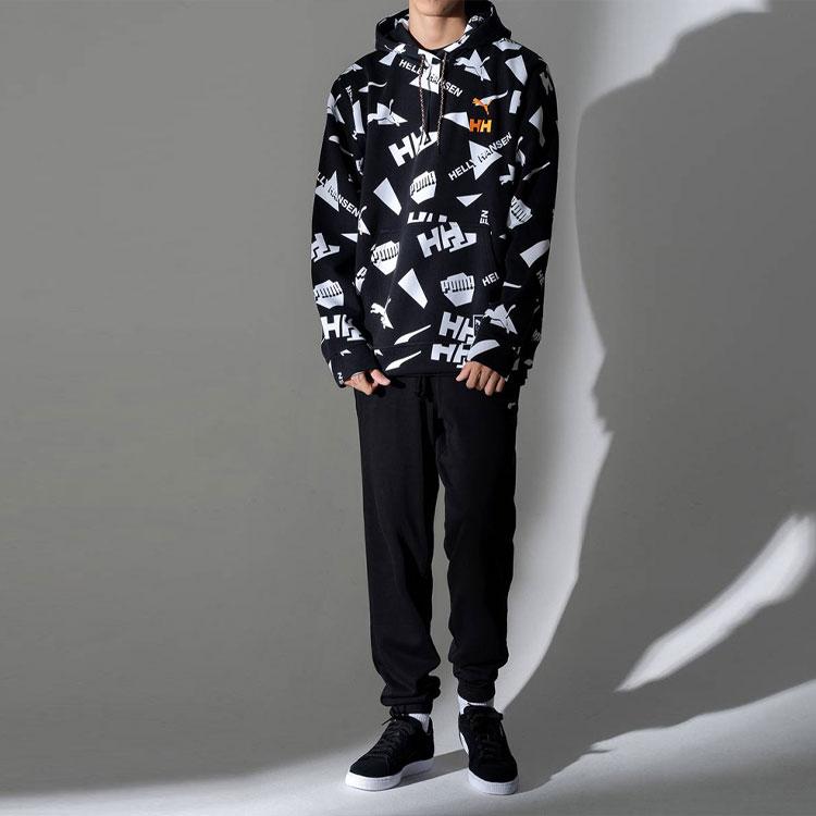 Puma x Helly Hansen Full Logo Print Hoodie Men Tops Black 597449-01
