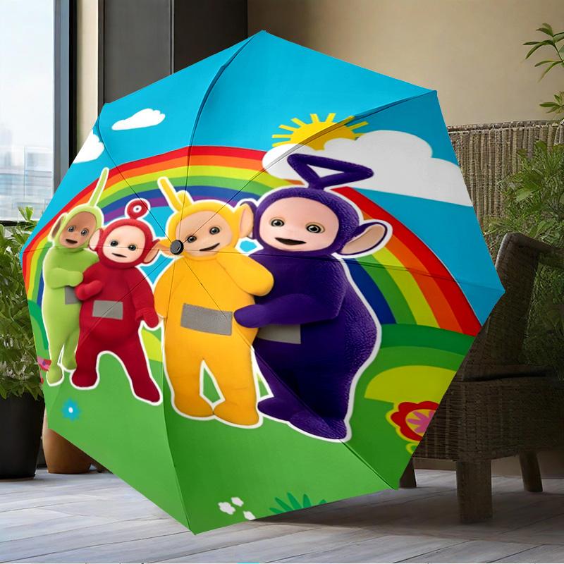 Tele-tubbies Celebration Umbrella Folding Umbrella, Automatic Umbrella 8-Frame for Travel, Camping Use Gift for Halloween Christmas