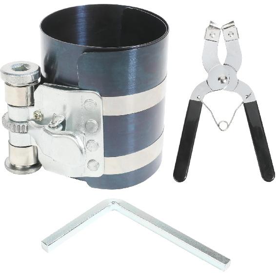 Piston Ring Compressor Tool,Car Accessories Car Engine Piston Ring Taller Removal Kit,Adjustable Sizes From 2-1/8" To 7",Compressor Tool And Piston