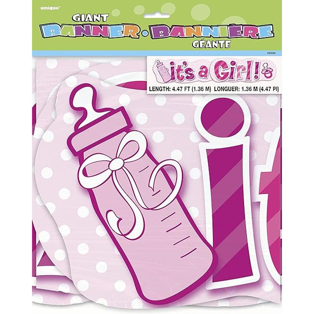 Unique Party It´s A Girl Foil Baby Shower Banner