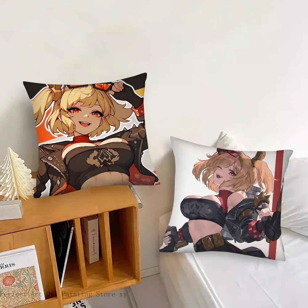 Bernice Animiertes Spiel Zenless Zone Zero Kissenbezug Quadratisches Kissen Schlafzimmer Sofa Freizeit Komfort Wohnzimmer Heimdekoration 40X40