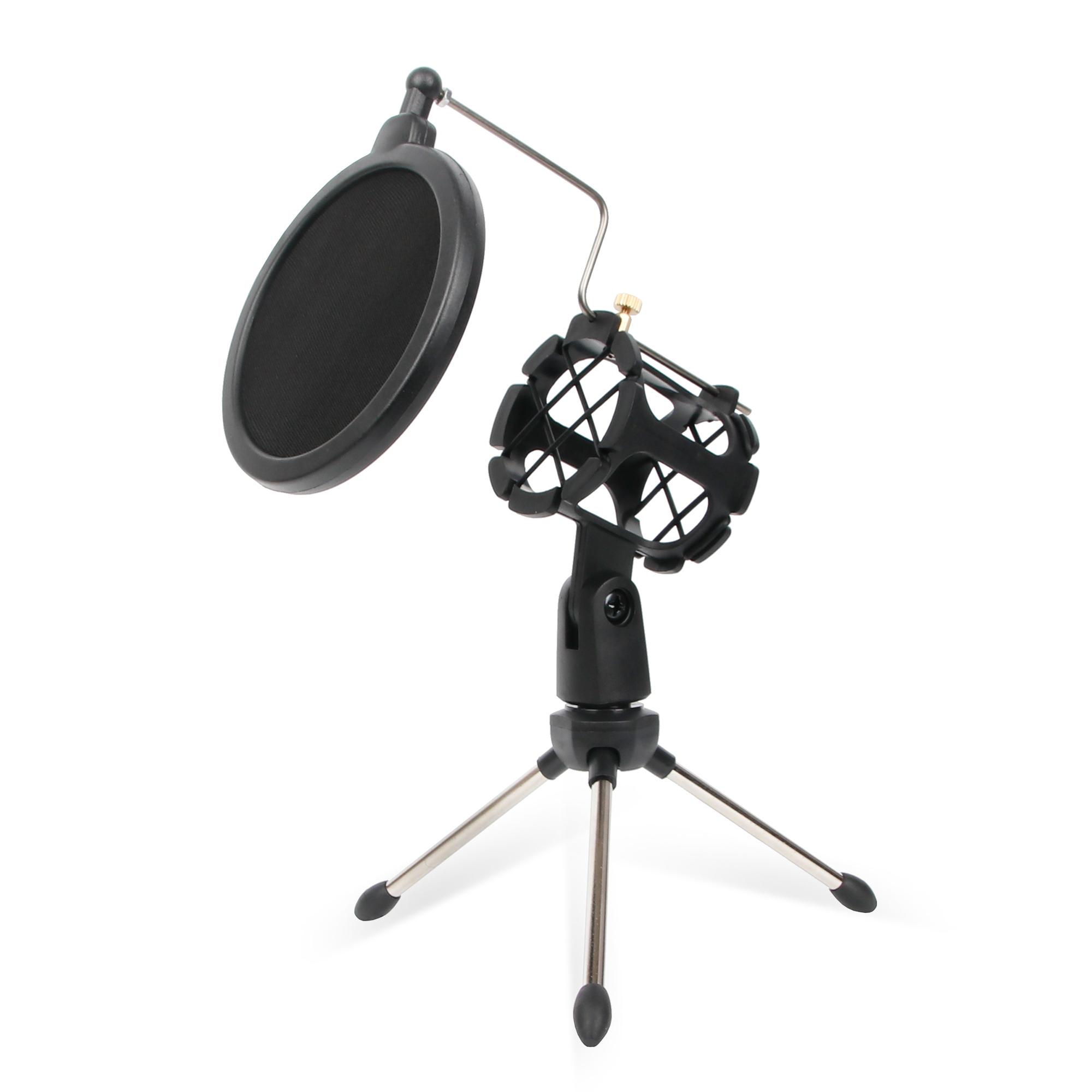 

Depusheng Adjustable Desktop Tripod Stand Studio Condenser Microphone Mic Stand with Windscreen Cover F-03 1pcs