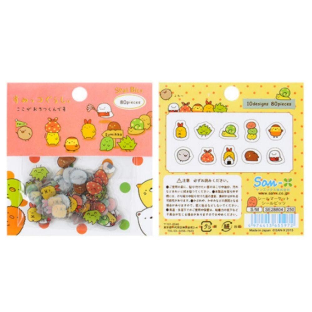 80PCS PVC Stationery Stickers Multi-color Japanese Cartoon Sticker Bag
