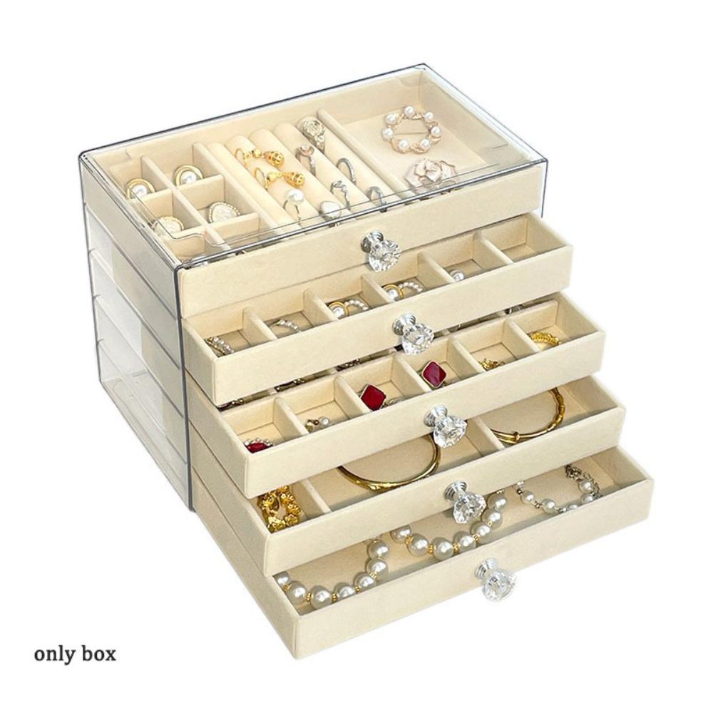 

Earrings Necklaces Velvet Jewelry Box Large Capacity Jewelry Storage Box Jewelry Storage Style 2 Beige