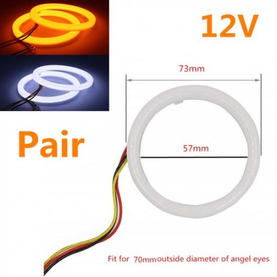 2Pcs 12V Car Headlight DRL Daytime Running Light Angel Eyes Turn Signal Lights