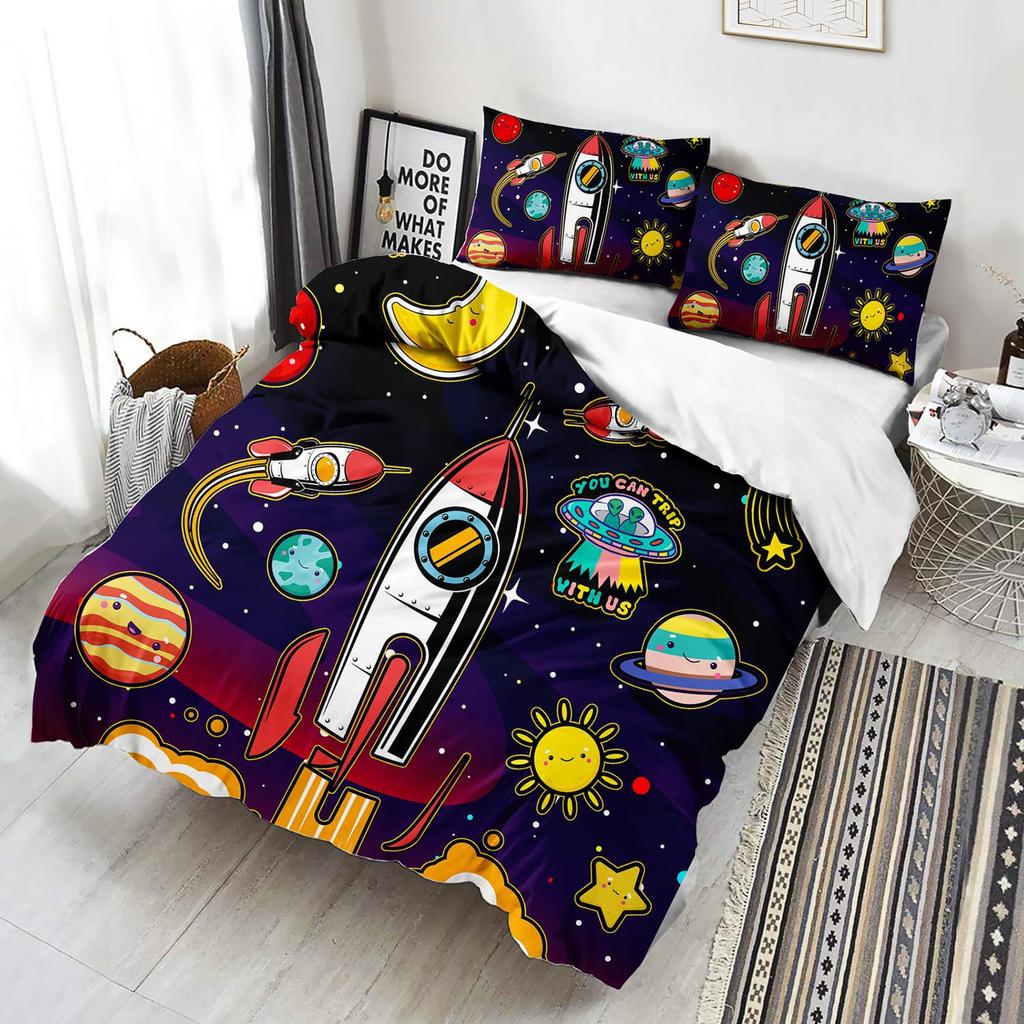 Cartoon Space Down Comforter Set Bedding Set Duvet Cover 3-piece Set