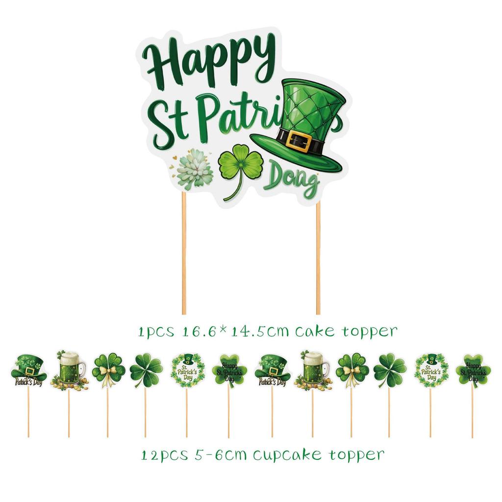 St. Patrick's Day Shamrock Balloon Set & LUCKY Banner Cake Topper