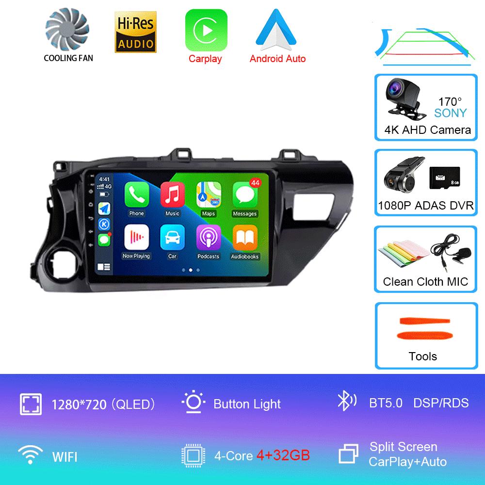 For Toyota Hilux Pick Up AN120 2015-2020 RHD LHD 8Core 2 Din Android 14 Auto Car Radio Multimedia 2din Stereo Carplay GPS Dvd