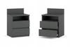 Bedside Table Gray 40cm 2 Drawers Shelf For Bedroom