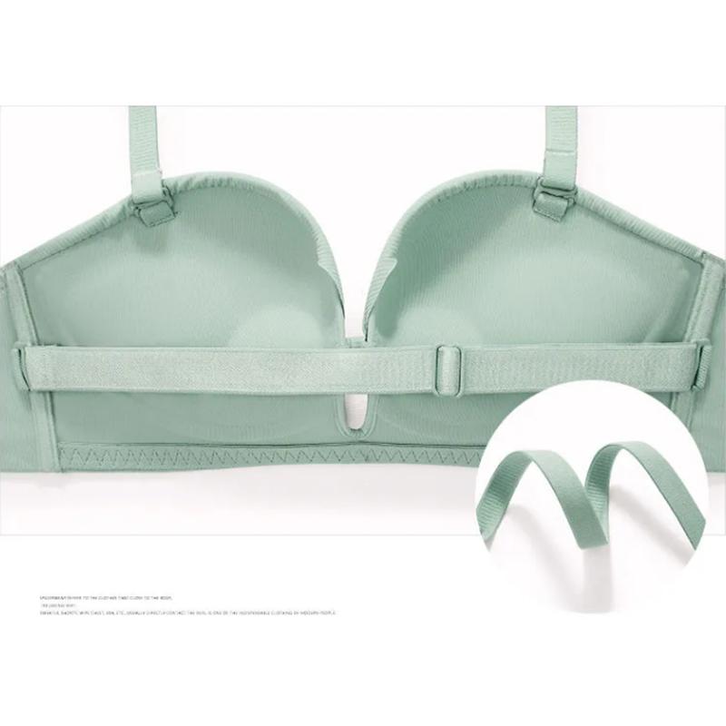 Set Dámské spodní prádlo s odnímatelným ramenním popruhem Malá protiskluzová podprsenka s nabíraným hrudníkem Set Letní sexy Ultratenký pevný luk Kalhotky s vydutým spodním prádlem