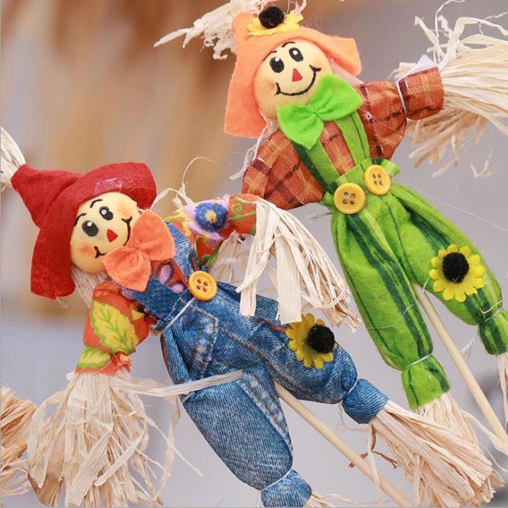 4pcs Halloween Decoration Scarecrow Cute Rural Small Scarecrow Party Ornaments Props