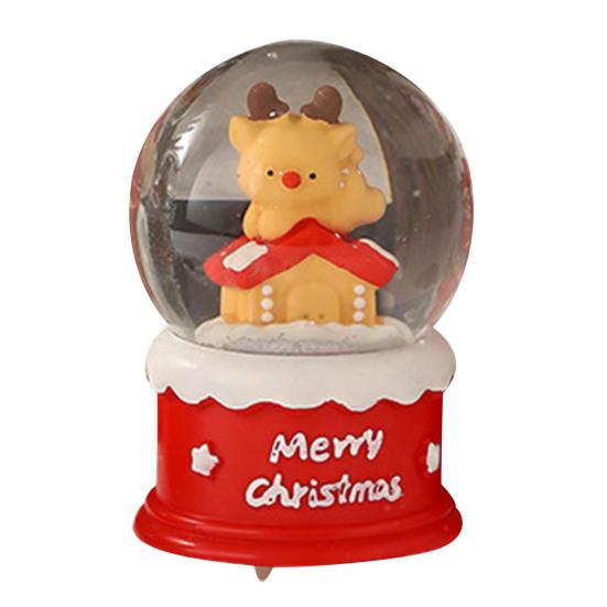 4.5/6.5CM Christmas Glowing Faux Crystal Ball Ornament LED Light-up Santa Claus Figurine Inside Clear Sphere Holiday Party Office Desktop Decoration