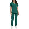 Women's Uniform Quick,drying Fabric Color V,neck Pocket Short,sleeved Trousers Suit Uniform Suit
