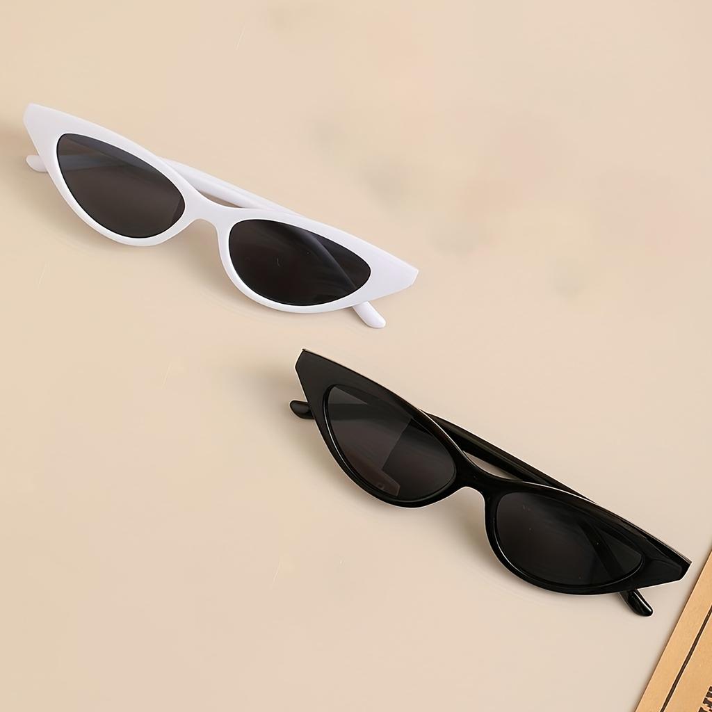 2/5pcs Small Cat Eye Sunglasses Women Cute Skinny Cat Eye Eyewear Retro Vintage Narrow Cateye Sunglasses Set