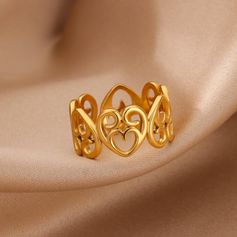 Vintage Stainless Steel Flower Rings for Women Gold Color Wedding Party Fashion Jewelry Anti Fading Accessories Birthday Gifts