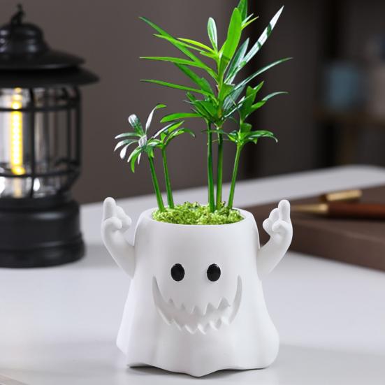 Ghost Flower Pot Succulents Planter with Ghost Plant Pot for Hole Resin Flip-off Home Office
