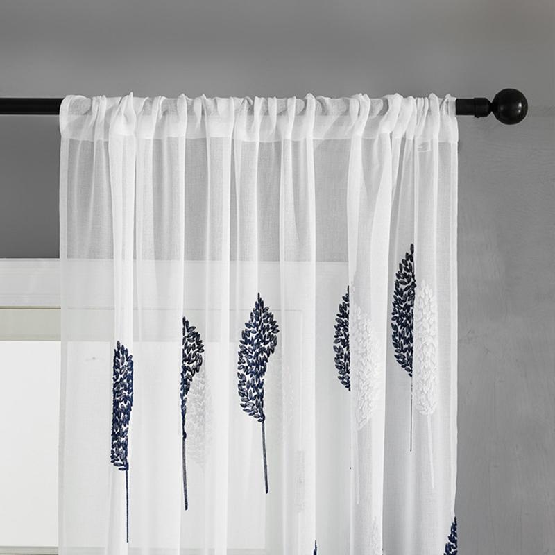 Vorhang garn stickerei balkon wohnzimmer transluzenten garn ländlichen vorhang fertig weiß schlafzimmer