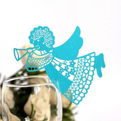 50 st / parti Rödvin Glas Kort Flicka Ihålig Bröllops Platskort Ängelformad Fågel Fjäril Elev Elegant Design