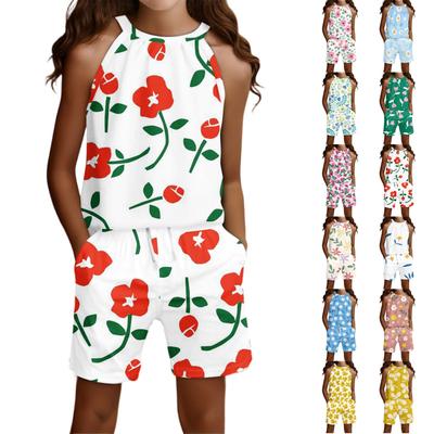 Kinder Freizeitmode Rundhals Ärmellos Top Shorts Set